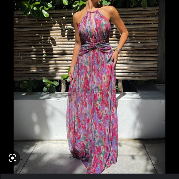 Multicolor halter neck gown nwot